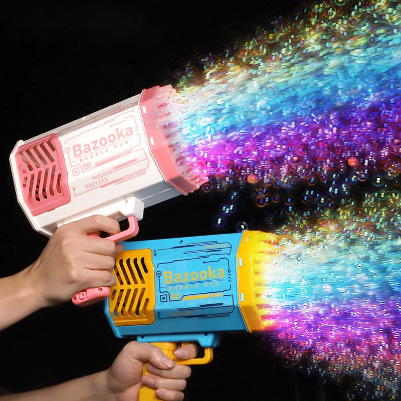 “Bubble Gun Rocket – 69 Holes Automatic Bubble Blower with Lights”