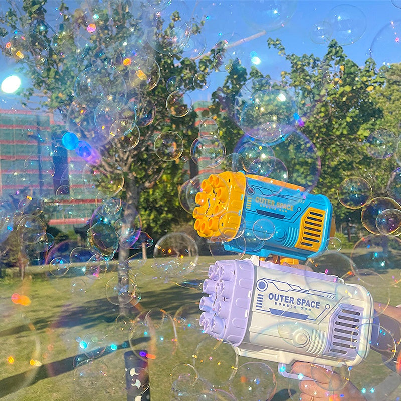 “Bubble Gun Rocket – 69 Holes Automatic Bubble Blower with Lights”