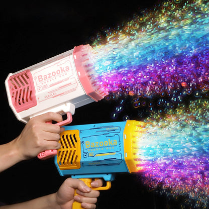 “Bubble Gun Rocket – 69 Holes Automatic Bubble Blower with Lights”