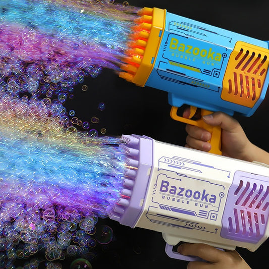 “Bubble Gun Rocket – 69 Holes Automatic Bubble Blower with Lights”