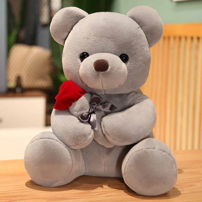 "23-45cm Hug Roses Teddy Bear Plush Pillow – Soft Stuffed Toy Gift for Valentine’s & Birthdays"
