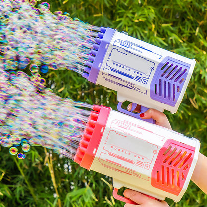 “Bubble Gun Rocket – 69 Holes Automatic Bubble Blower with Lights”