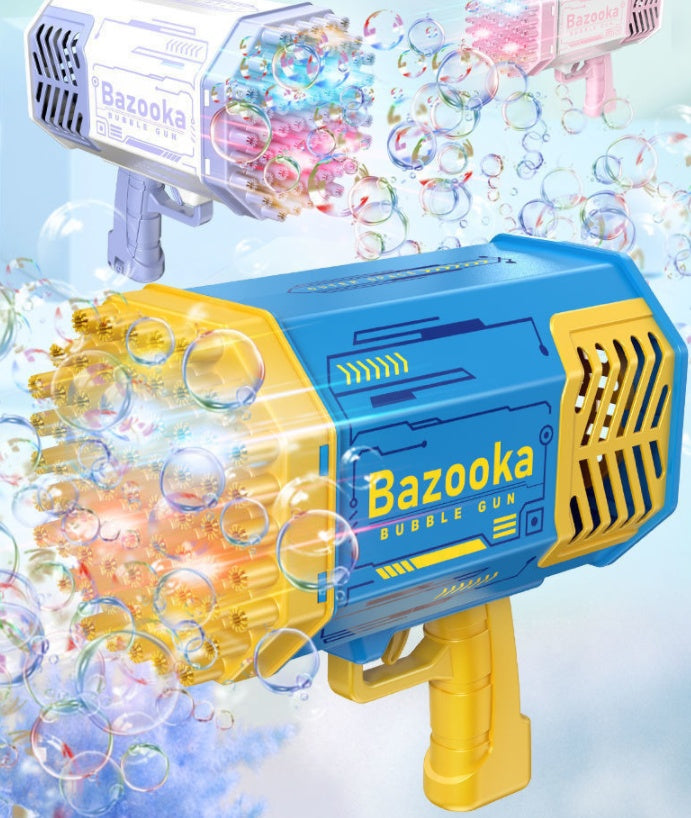 “Bubble Gun Rocket – 69 Holes Automatic Bubble Blower with Lights”